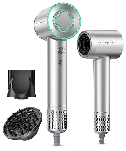 Secador de cabelo – Secador de cabelo iônico negativo com motor sem escova de alta velocidade de 150.000 RPM para secagem rápida, secador de cabelo com controle térmico de baixo ruído com difusor