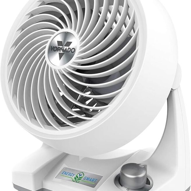 Vornado Ventilador circulador de ar compacto Energy Smart 133DC com controle de velocidade variável, branco
