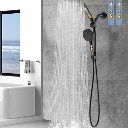 Conjunto de cabeça de chuveiro de chuva com filtro duplo, cabeça de chuveiro portátil de alta pressão com barra ajustável - Chuveiro de chuva e chuveiro com filtro para água dura - Remove