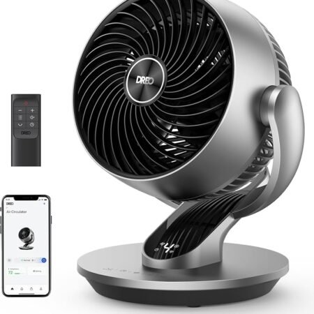 Dreo Ventilador inteligente para quarto, vertical de 120° e ventilador oscilante de 90° com controle remoto/voz, circulador de ar silencioso de 33 polegadas de altura para toda a sala, 21 metros, 4