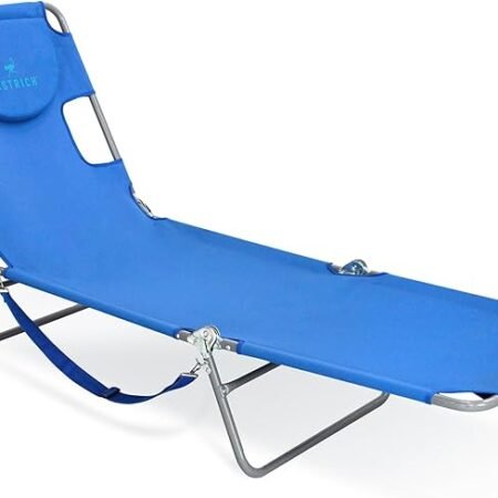Ostrich Cadeira de praia Chaise Lounge para adultos com orifício para o rosto - Versátil, espreguiçadeira dobrável para piscina externa, banhos de sol e leitura no estômago - Cadeira de luxo dobrável