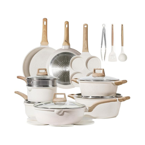 Carote ® | Conjunto Antiaderente de 10 a 35 Peças – Granito Branco ou Preto Clássico