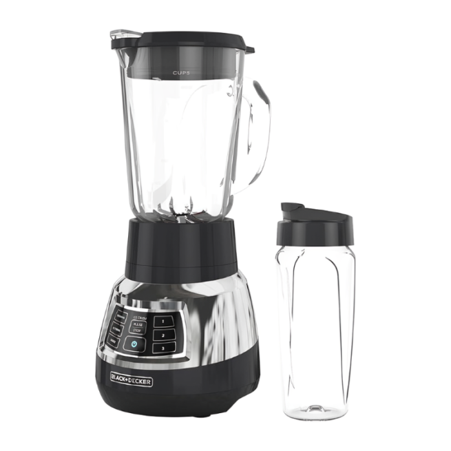 Liquidificador digital BLACK + DECKER PowerCrush com tecnologia silenciosa, aço inoxidável, BL1300DG-P