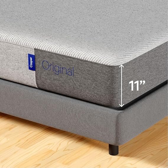 Casper Sleep Original Foam, Colchão King Size com Zoneed SupportTM - Cama de espuma viscoelástica média firme em uma caixa - Teste de 100 noites - 10 anos de garantia - Colchão CertiPUR-US, cinza