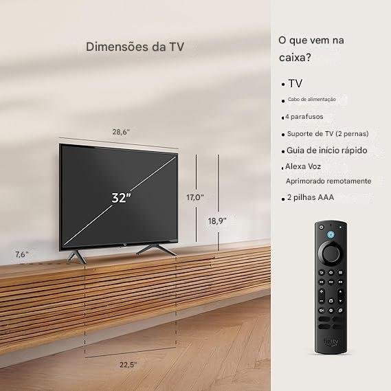 Amazon Fire TV 32" 2-Series (modelo mais recente), HD smart TV com Fire TV Alexa Voice Remote, streaming de TV ao vivo sem cabo