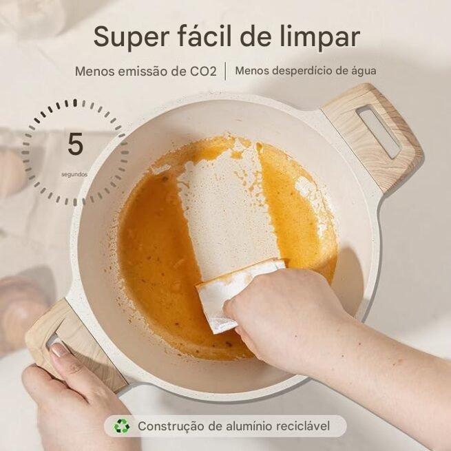 CAROTE Conjunto de 21 panelas e frigideiras, conjuntos de panelas antiaderentes, conjunto de panelas antiaderentes de indução de granito branco com frigideiras e panelas (PFOS, livre de PFOA)