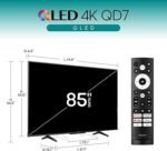Hisense 85 polegadas Classe QD7 Series QLED 4K UHD Google Smart TV (85QD7N, modelo 2024) - QLED, nativo 144Hz, taxa de movimento 240, matriz completa direta, modo de jogo Pro, compatibilidade Alexa