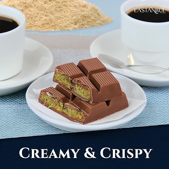 Eastanbul Dubai Chocolate Bar Pistachio, 7oz, Premium Pistachio Dubai Chocolate Bar, Viral Candy with Shredded Phyllo Dough, Knafeh, Gift Box.