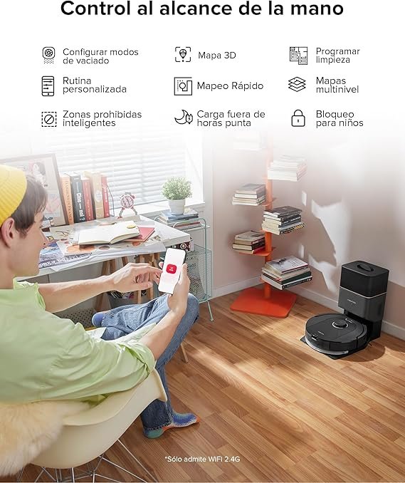 roborock Q5 Pro Robot aspirador e esfregona de chão, esvaziamento automático, DuoRoller, 5500 Pa, 2,5 l saco para pó, tanque de água de 180 ml, aspirador de robô e navegação PreciSense LiDAR