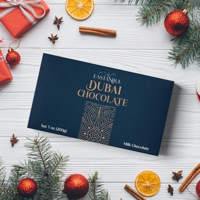 Eastanbul Dubai Chocolate Bar Pistachio, 7oz, Premium Pistachio Dubai Chocolate Bar, Viral Candy with Shredded Phyllo Dough, Knafeh, Gift Box.