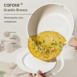 CAROTE Conjunto de 21 panelas e frigideiras, conjuntos de panelas antiaderentes, conjunto de panelas antiaderentes de indução de granito branco com frigideiras e panelas (PFOS, livre de PFOA)