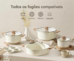 CAROTE Conjunto de 21 panelas e frigideiras, conjuntos de panelas antiaderentes, conjunto de panelas antiaderentes de indução de granito branco com frigideiras e panelas (PFOS, livre de PFOA)