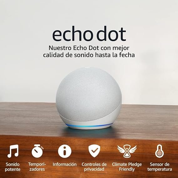 Echo Dot (Última generación) | Altavoz inteligente wifi y Bluetooth con Alexa, con sonido más potente y de mayor amplitud | Blanco