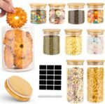 Cinnani 10 frascos de vidro de cozinha com tampa de bambu, latas de cozinha armazenagem, frascos de vidro com tampa, latas de cozinha armazenamento de vidro para armazenar esparguete massa