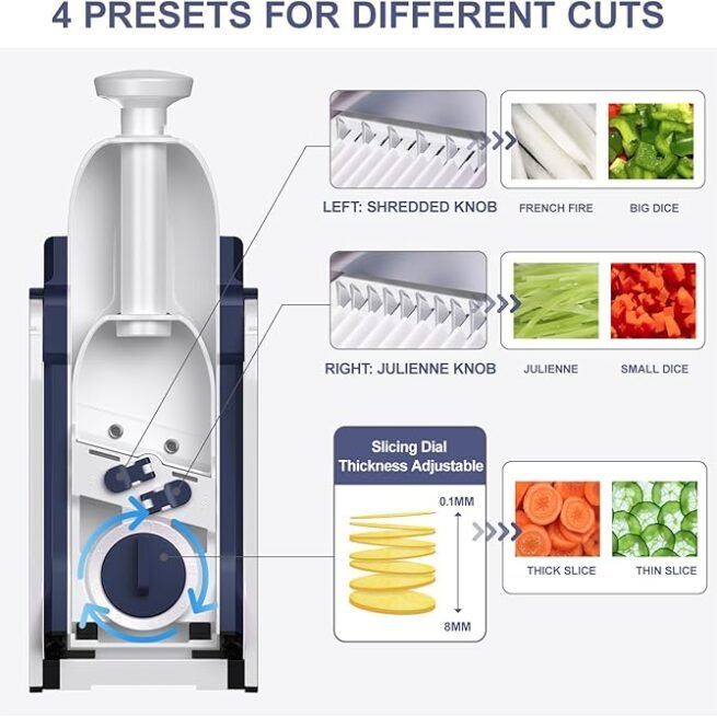 SupMaKin Fatiador de mandril seguro para cozinha, fatiador de batata, cortador e cortador de legumes tudo em 1, cortador de batatas, cortador de batatas, cortador de batatas.