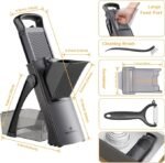 ONCE FOR ALL Cortador de mandoline seguro atualizado, tamanho maior, cortador de alimentos vegetais, cortador de batata frita, lâmina destacável, artefato de corte de cozinha.