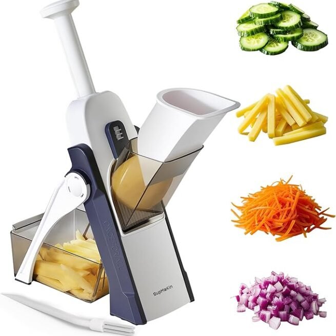 SupMaKin Fatiador de mandril seguro para cozinha, fatiador de batata, cortador e cortador de legumes tudo em 1, cortador de batatas, cortador de batatas, cortador de batatas.