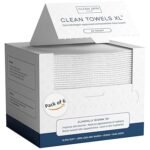 Clean Skin Club Clean Towels XL™, toalha de rosto 100% de base biológica USDA, toalha de rosto descartável, aceito pela associação de eczema, lenços secos removedores de maquiagem, ultramacios, 300.