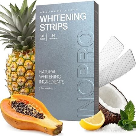 Kit de tiras de clareamento dental natural com 14 tratamentos - clareador de dentes sensíveis, sem peróxido, tiras brancas seguras para esmalte - Clareamento dental instantâneo sem danos.